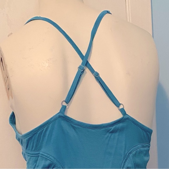 Blue Spaghetti Strap a-line Viscose Top / Mini Dress / Beach Coverup - Picture 3 of 3